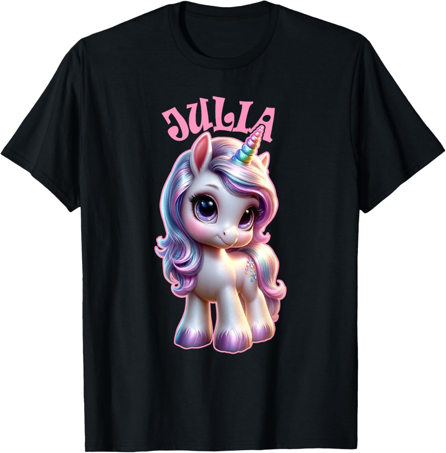 Julia Cute Unicorn Design for Girls Name Julia T-Shirt - T-Shirt | Black
