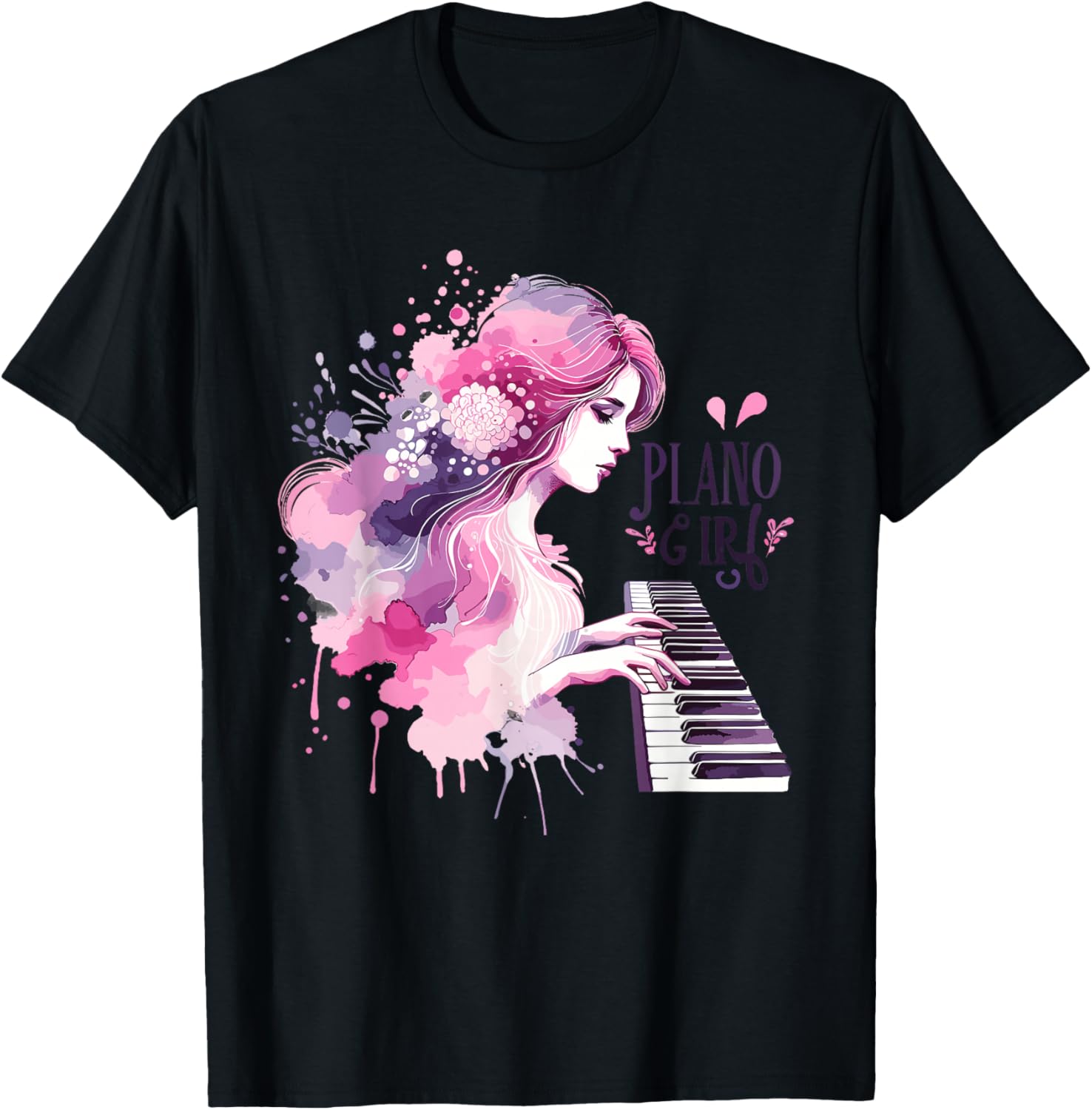 Cute Piano Girl Pianist Keyboard Musician Classical Music T-Shirt - T-Shirt | Black