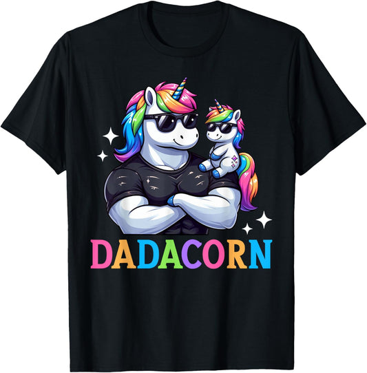 Dadacorn Unicorn Dad Papa Father's Day Daughter T-Shirt - T-Shirt | Black