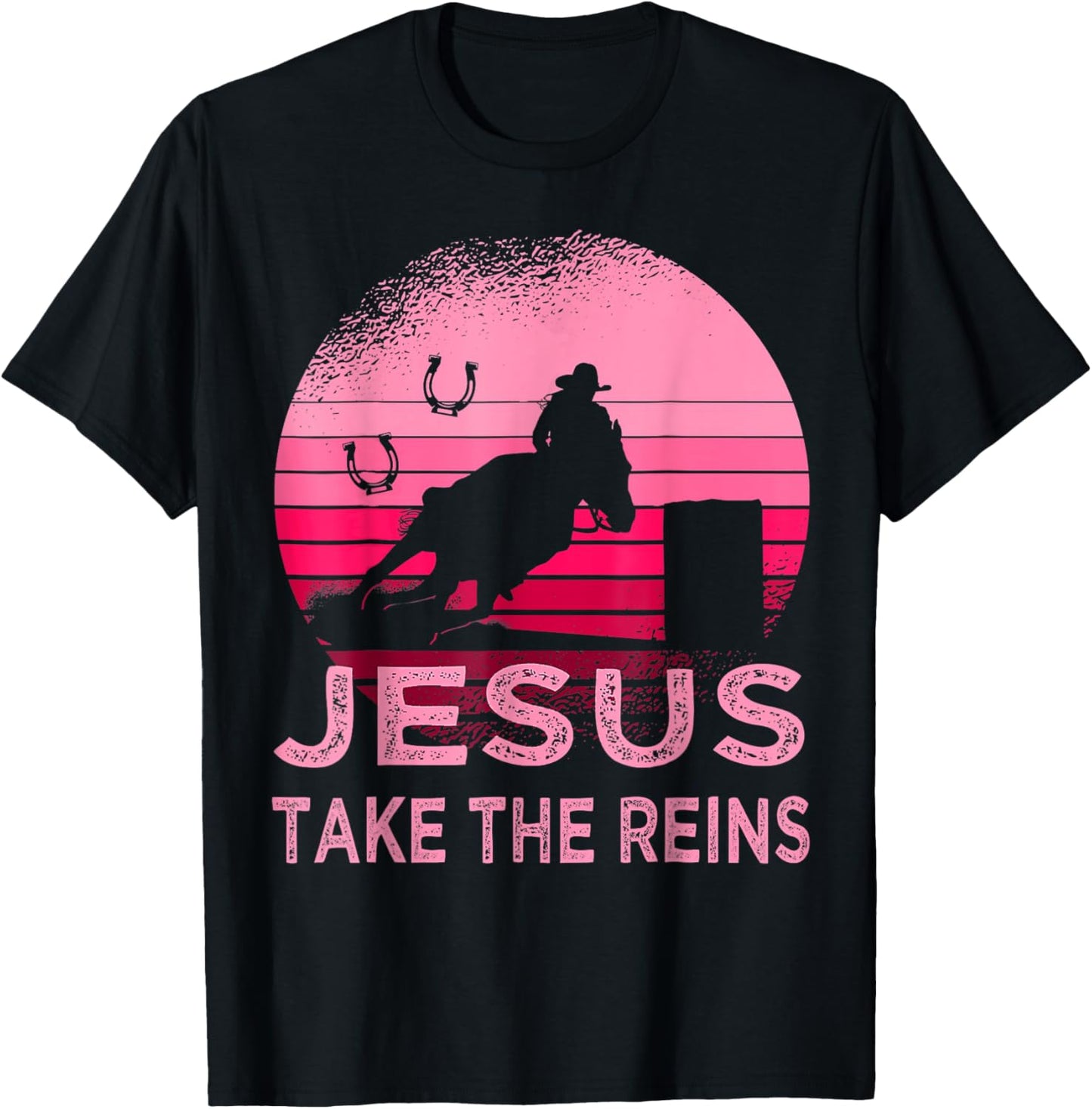 Jesus Take Reins Horse Western Retro Rodeo Cowgirl Mother T-Shirt - T-Shirt | Black