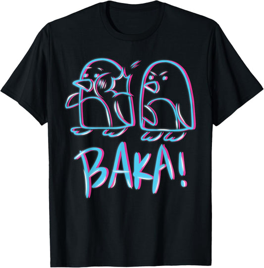 Kawaii Baka Penguin Ear Fig for Otakus, Anime and Manga T-Shirt - T-Shirt | Black