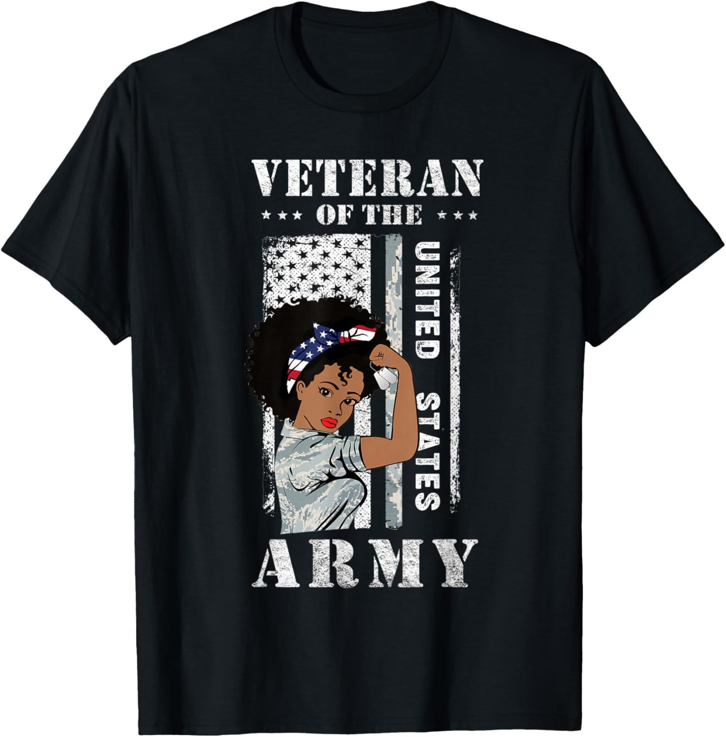 Veteran of The US Army, Proud Black Women Army Veteran T-Shirt - T-Shirt | Black