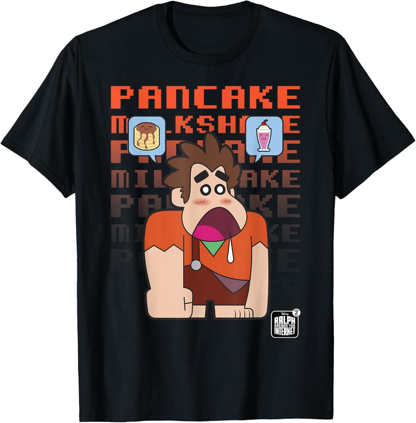 Disney Wreck-It Ralph Pancake Milkshake Stack T-Shirt - T-Shirt | Black