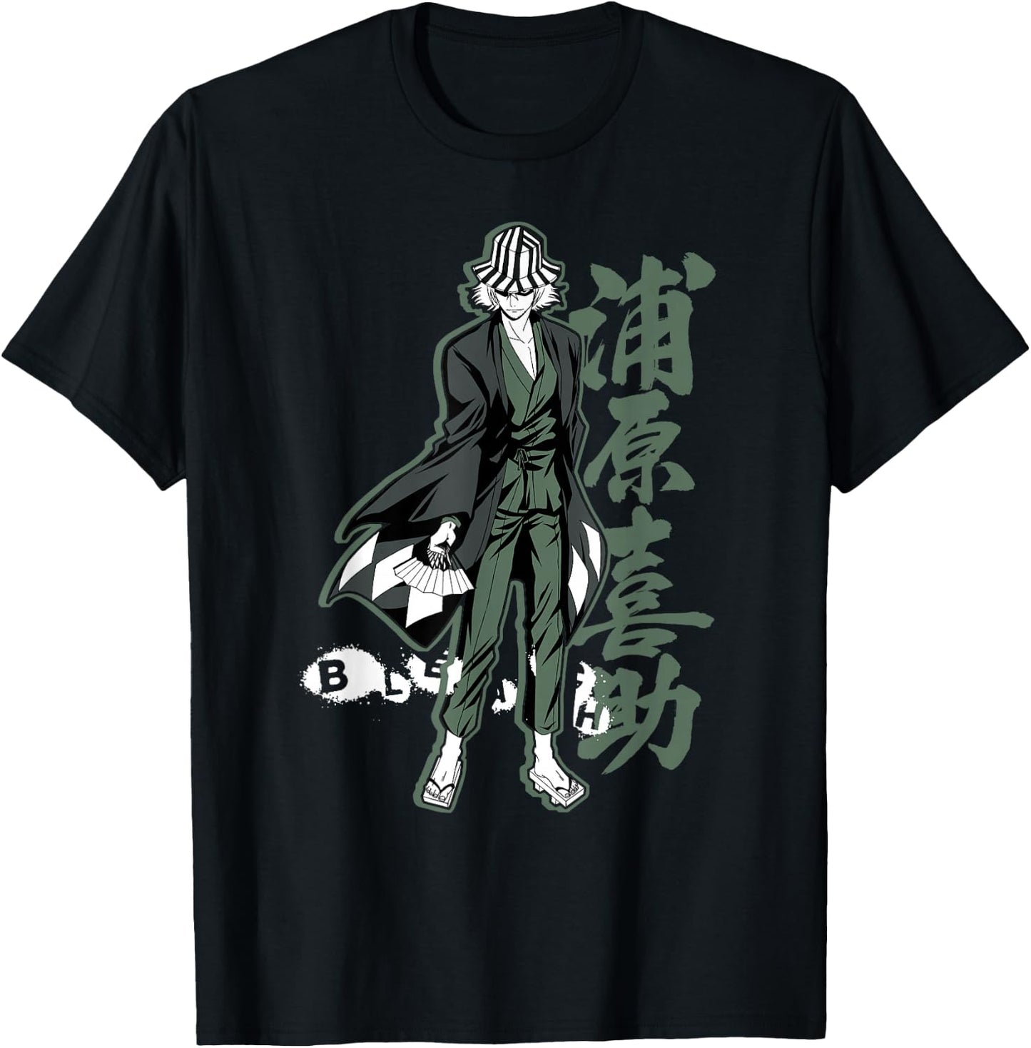 Bleach Kisuke with Vertical Kanji Anime T-Shirt - T-Shirt | Black