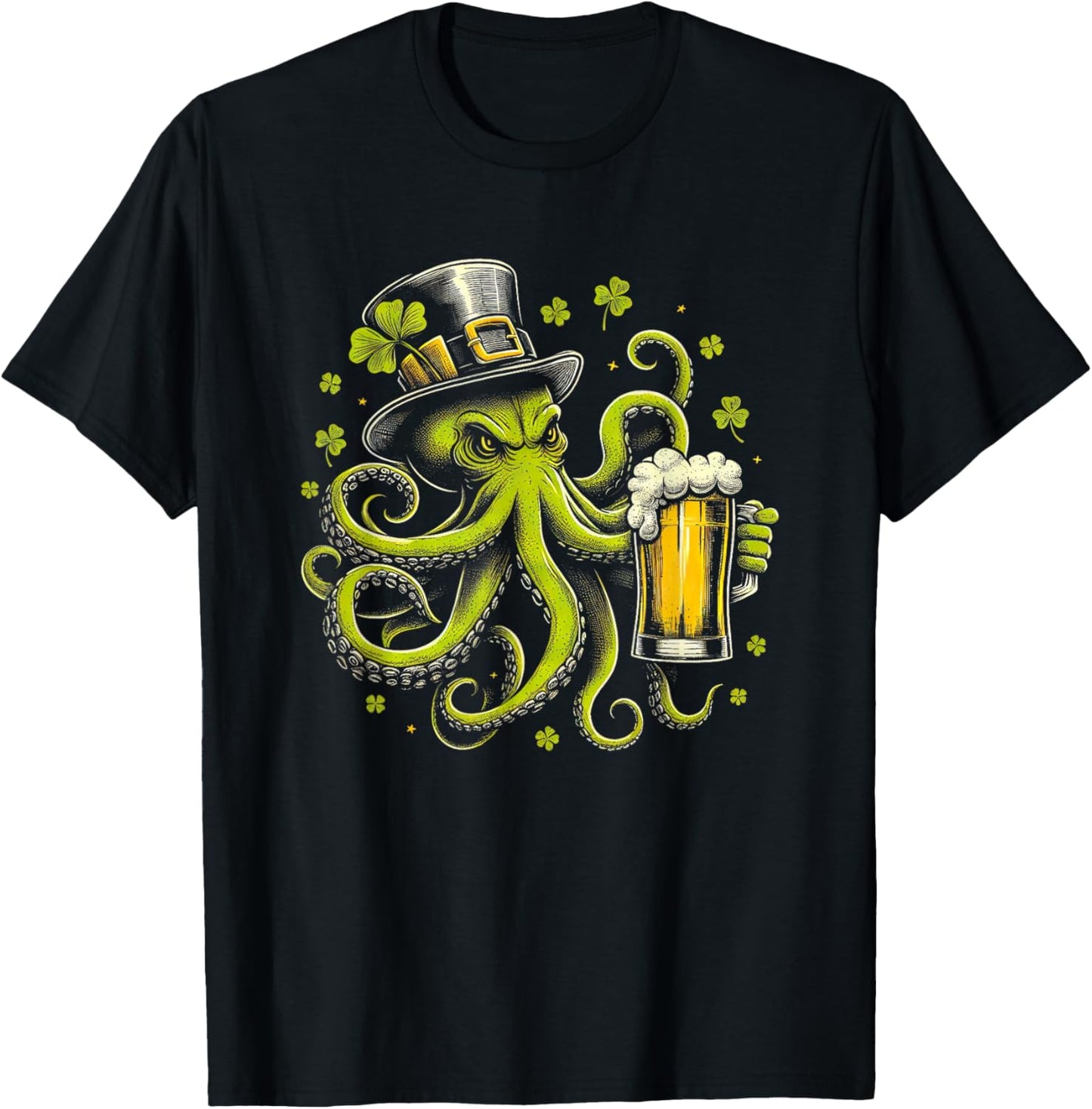 Irish Octopus With Beer St. Patrick's Day Ireland T-Shirt - T-Shirt | Black