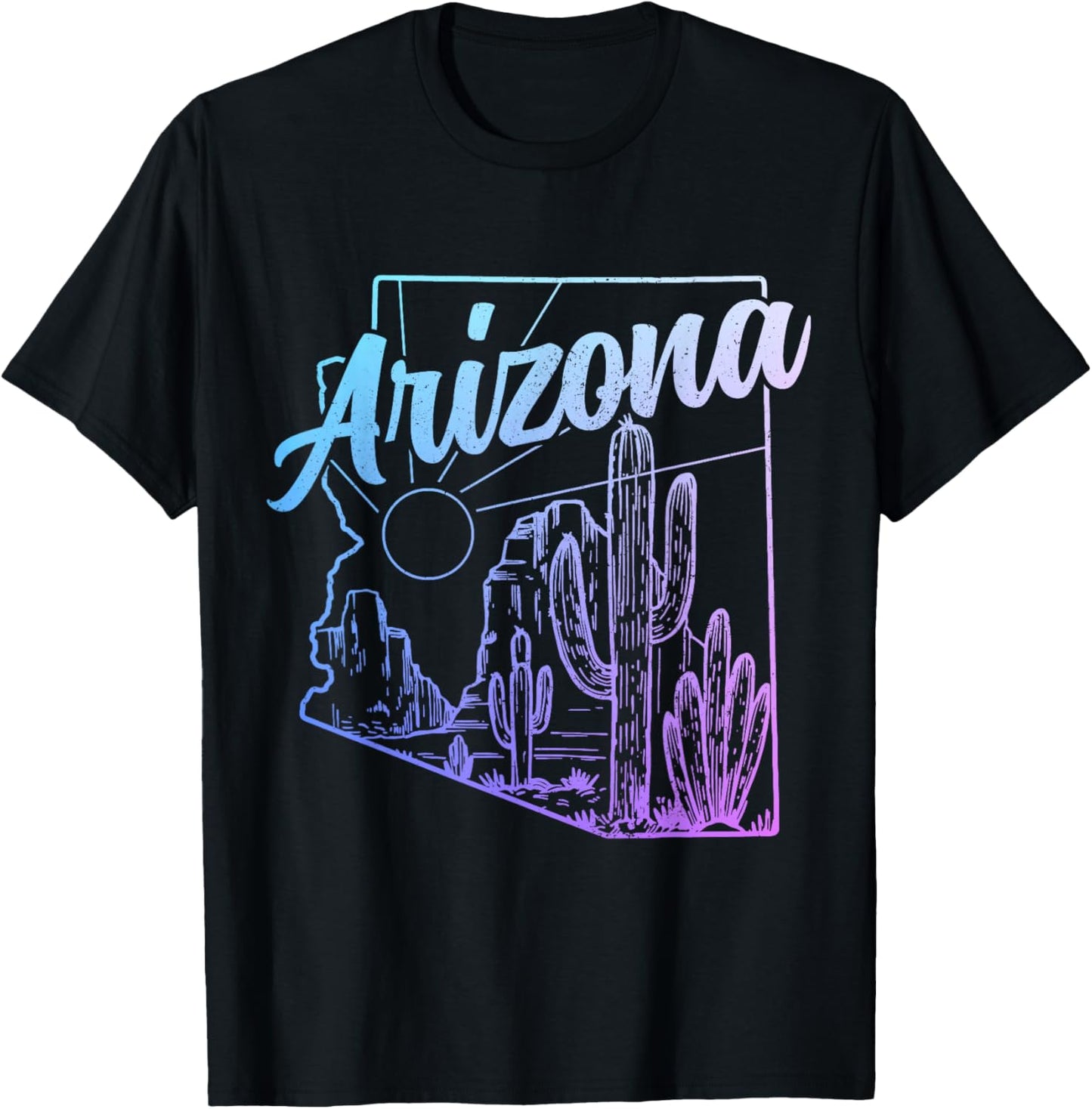 Arizona AZ Pride Cactus Desert State Map T-Shirt - T-Shirt | Black