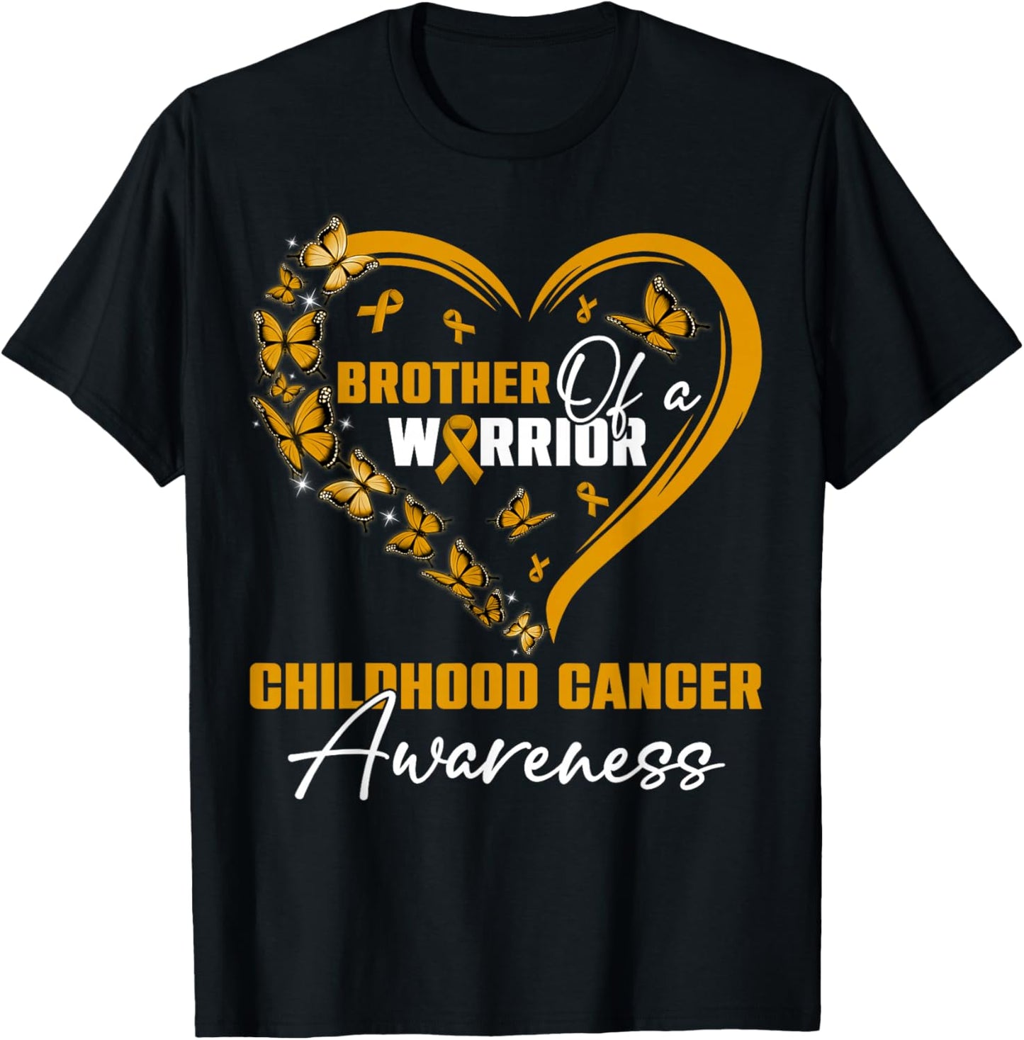 Brother Of A Warrior Childhood Cancer Awareness Day Gold Rib T-Shirt - T-Shirt | Black