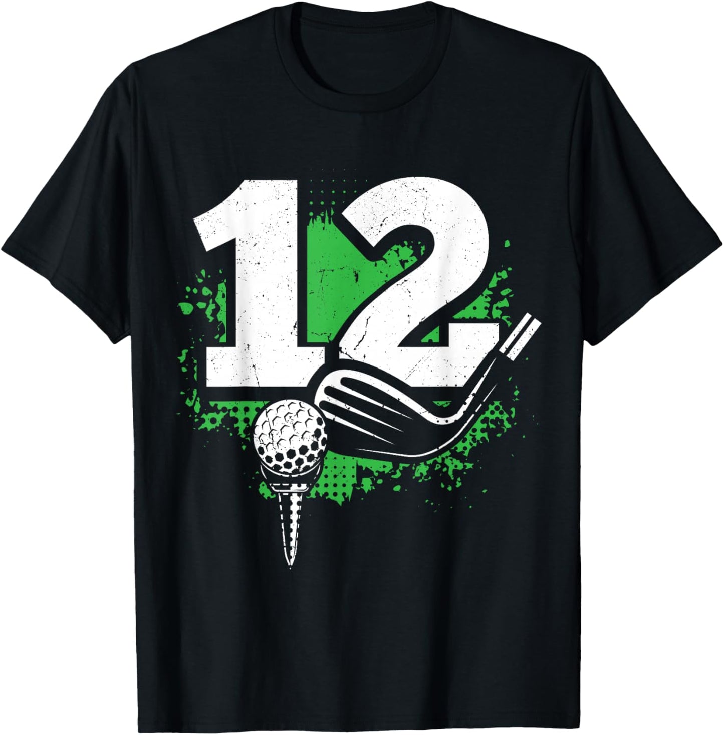 12th Birthday Boy Golf Player Golf 12 Years Old T-Shirt - T-Shirt | Black