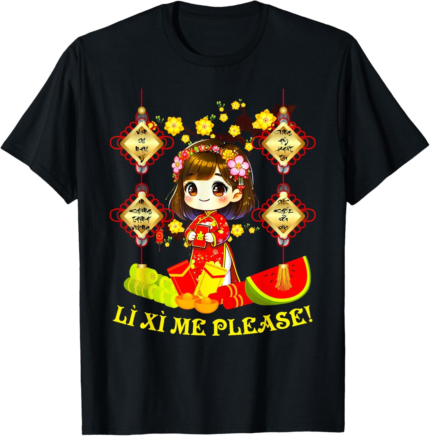 Li Xi Me Please Xuan At Ty Happy Tet Chuc Mung Nam Moi 2025 T-Shirt - T-Shirt | Black