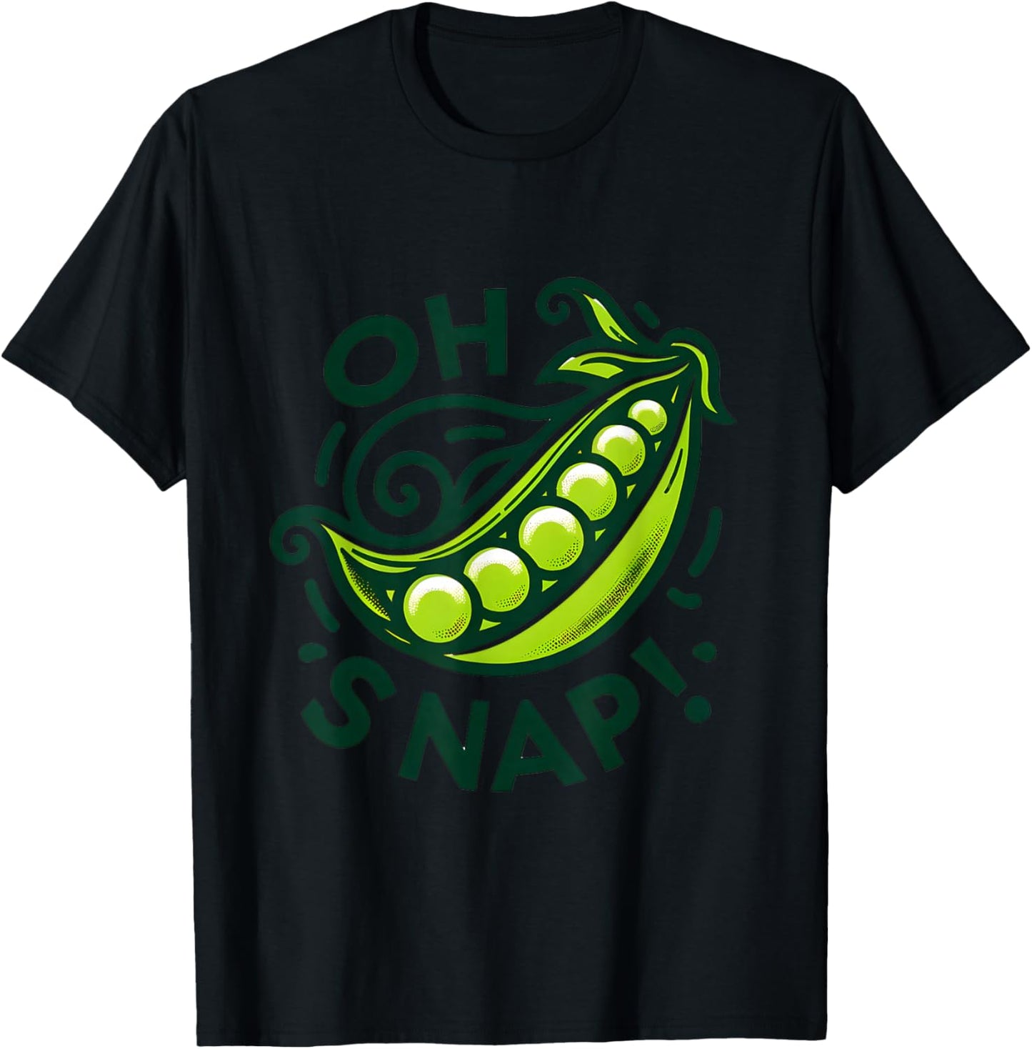Oh Snap Pea Pun Enthusiast Humor Graphic Design T-Shirt - T-Shirt | Black