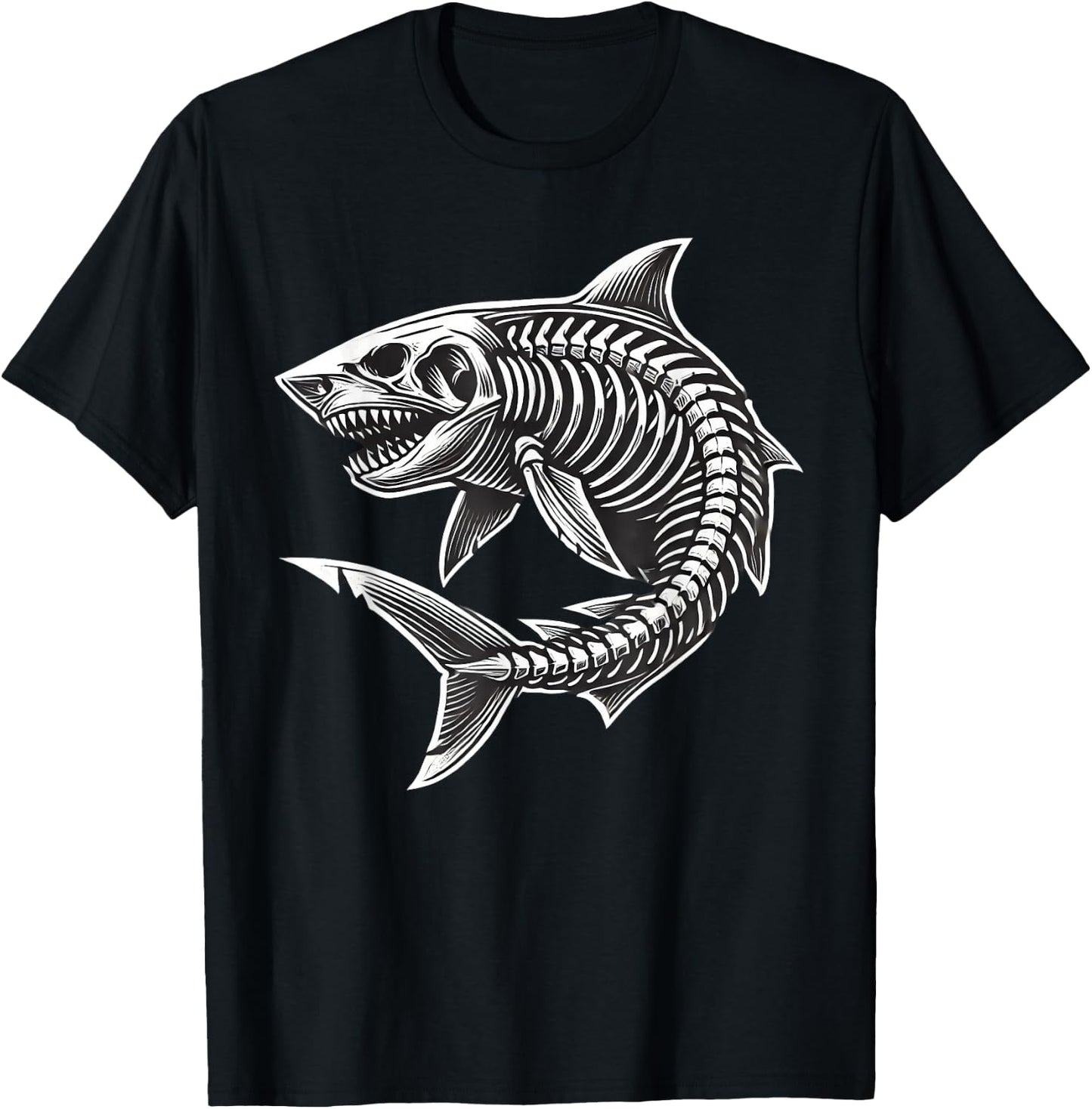 Shark Skeleton Halloween T-Shirt - T-Shirt | Black