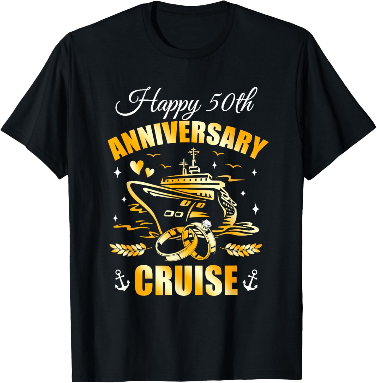 Happy 50Th Anniversary Cruise Wedding Matching Husband Wife T-Shirt - T-Shirt | Black