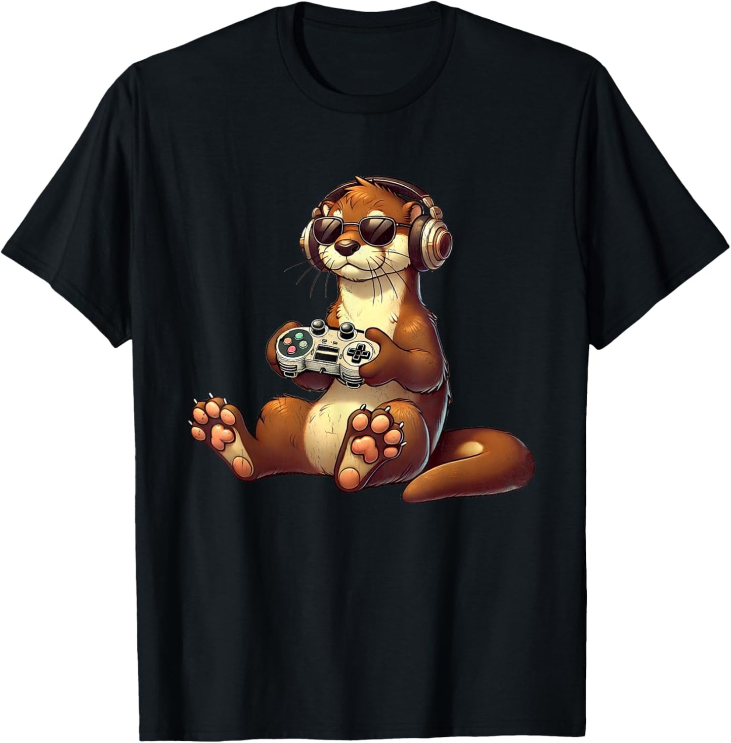 Retro Gamer Funny Video Games Otter Funny Retro Otter Gaming T-Shirt - T-Shirt | Black
