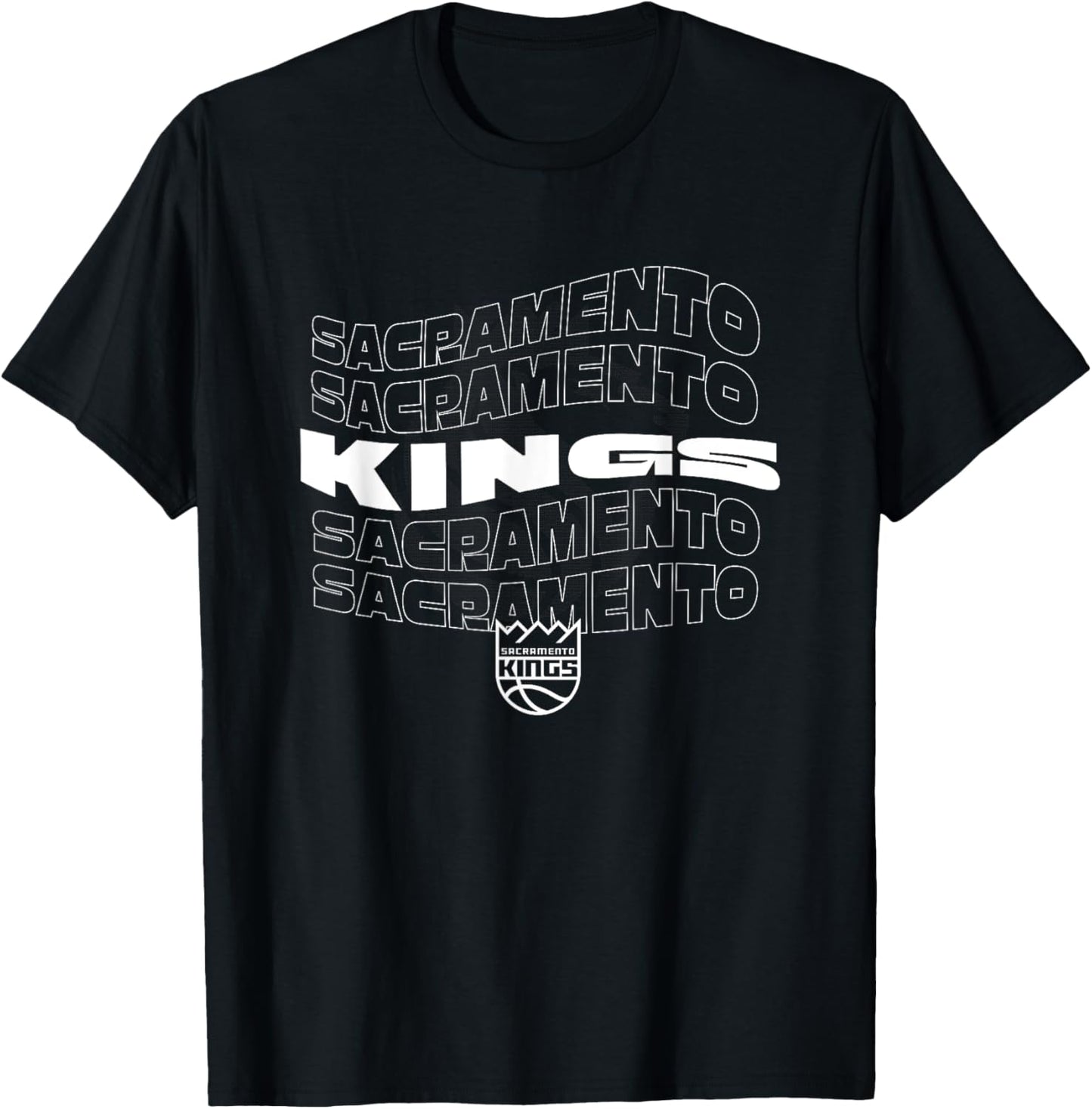 NBA Sacramento Kings Wave Outline Team Logo T-Shirt - T-Shirt | Black