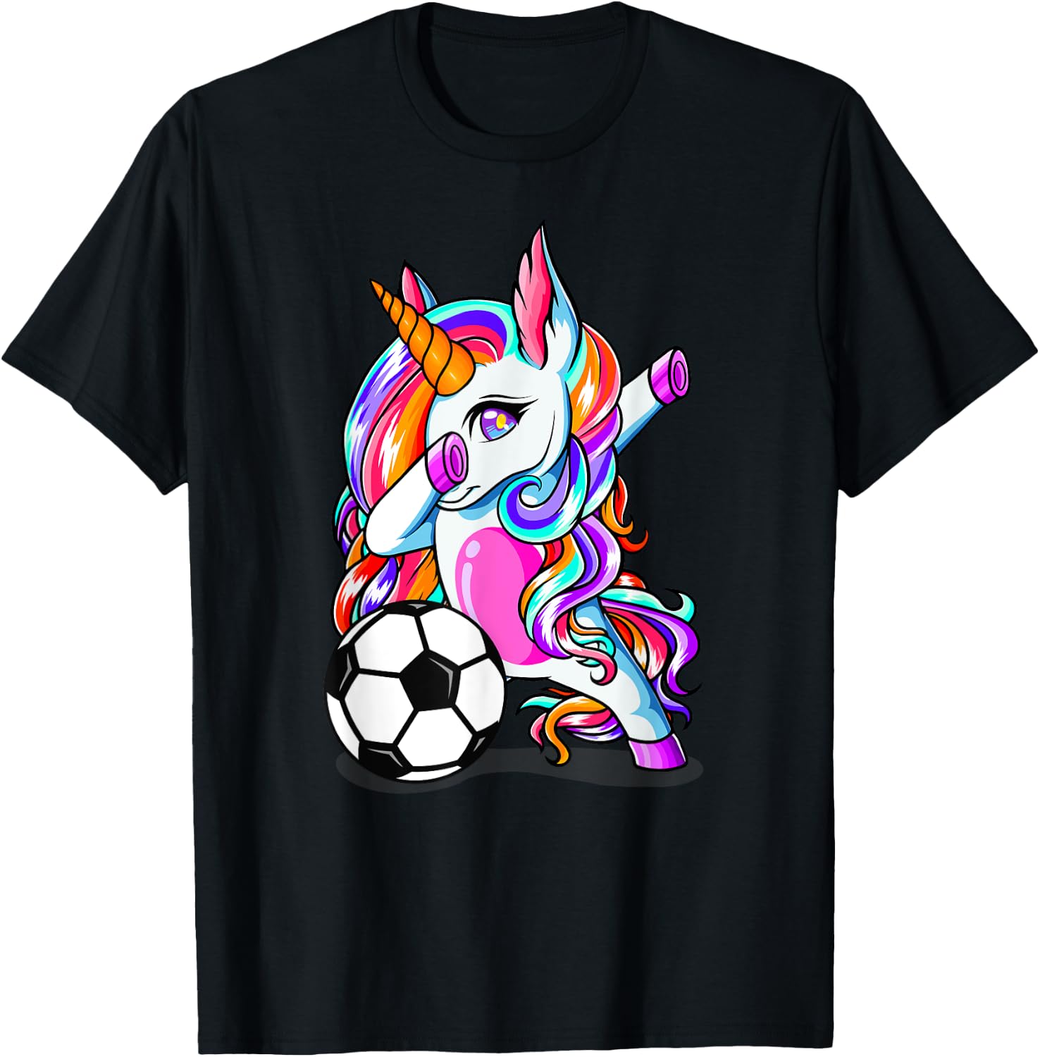 Dabbing Unicorn Football Funny Sport Soccer Lover Girl Gifts T-Shirt - T-Shirt | Black