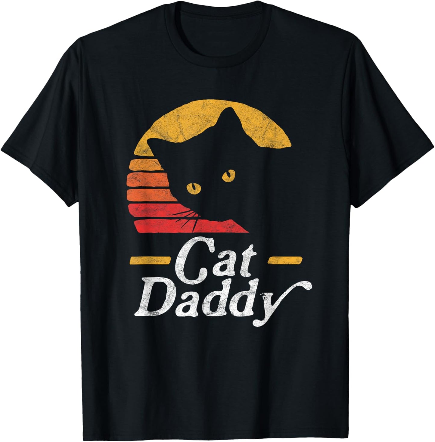 Cat Daddy Vintage Eighties Style Cat Retro Distressed T-Shirt - T-Shirt | Black