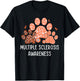 Dog Cat Paw Multiple Sclerosis Awareness Men Women Kids T-Shirt - T-Shirt | Black