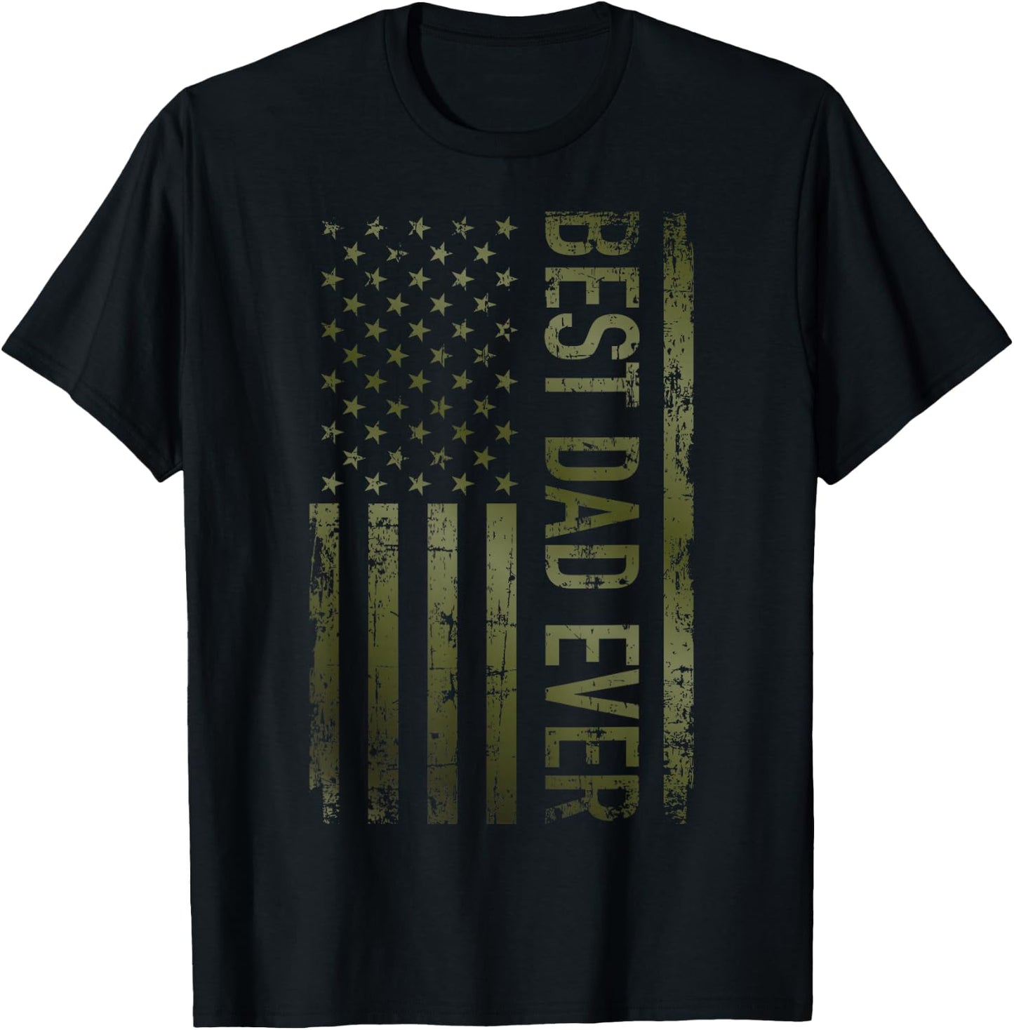 Best dad Ever American Military Camouflage Flag Gift Father T-Shirt - T-Shirt | Black