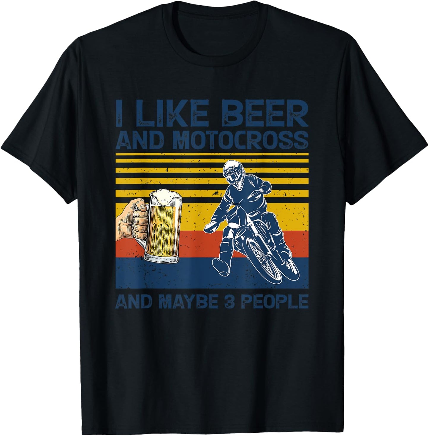 I Like Beer And Motocross And Maybe 3 People Vintage T-Shirt - T-Shirt | Black