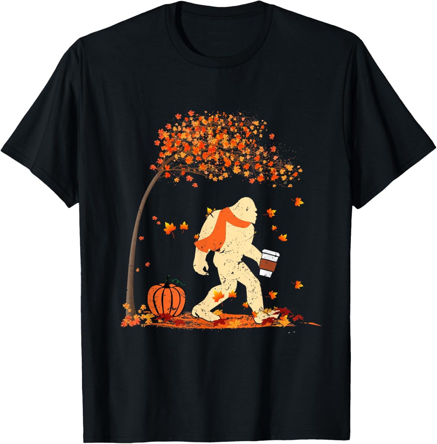 Ph Vintage Bigfoot Pumpkin Spice Costume Fall Tree Leaves T-Shirt - T-Shirt | Black