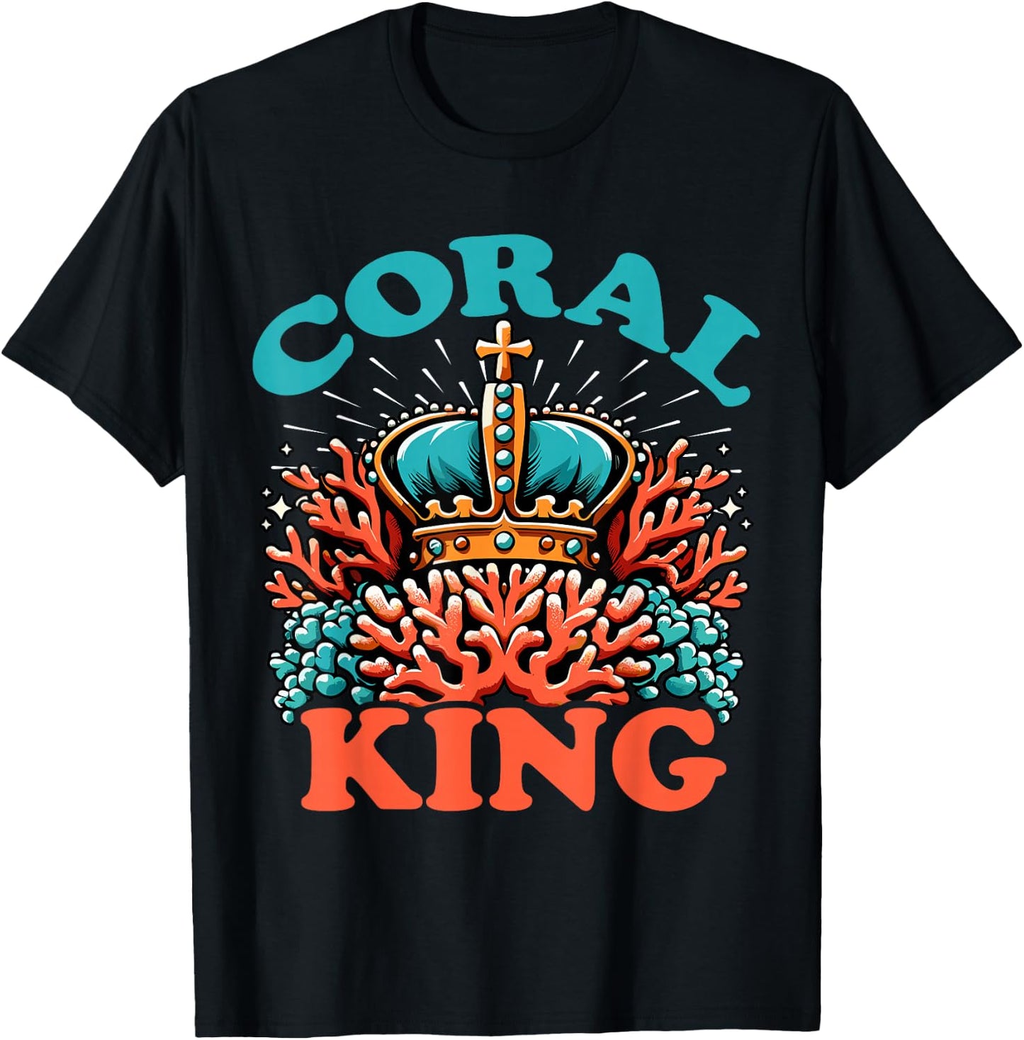 Coral King Crown Marine Life Ocean Enthusiast T-Shirt - T-Shirt | Black