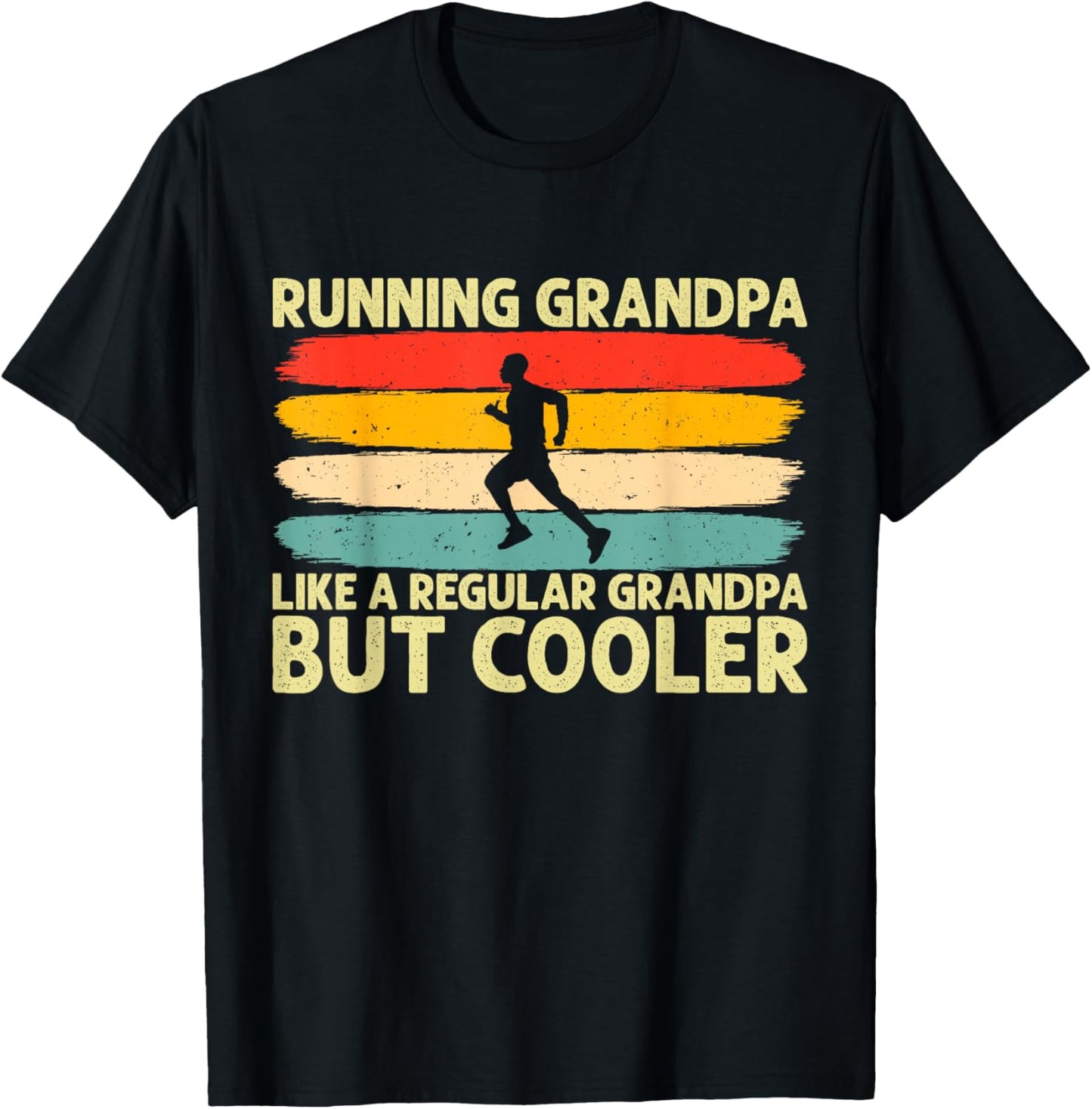 Running Grandpa Father Day Design Runner Grandfather T-Shirt - T-Shirt | Black