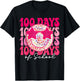 Retro Smile Face Pink Groovy Happy 100 Days of School Girls T-Shirt - T-Shirt | Black