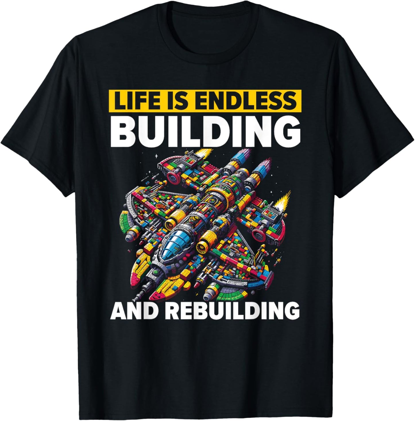 Master Builder Bricks Blocks Play Toys Building Blocks T-Shirt - T-Shirt | Black