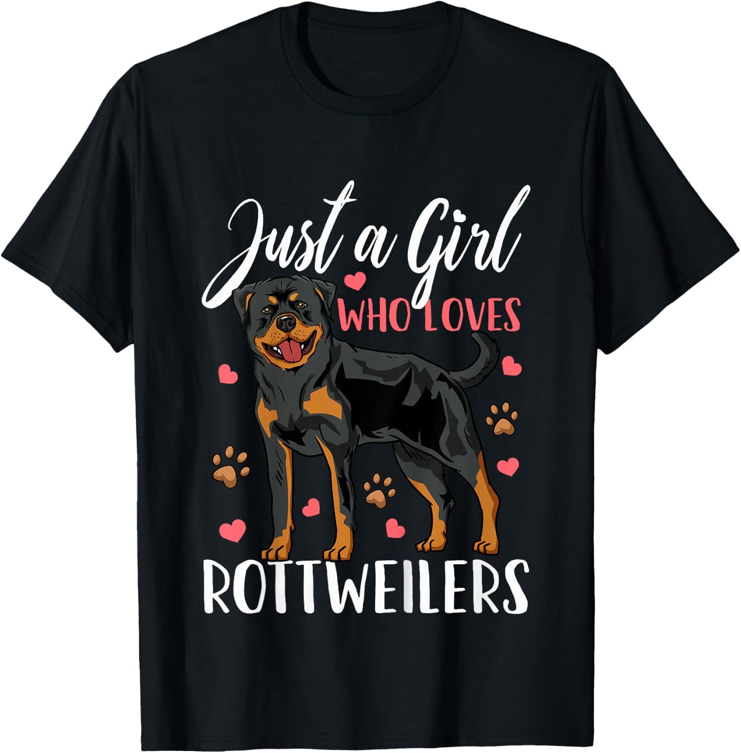 Kids Rottweiler Just A Girl Who Loves Rottweilers Gift T-Shirt - T-Shirt | Black