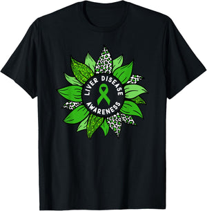 Liver Disease Awareness Month Flower Liver Disease Warrior T-Shirt - T-Shirt | Black