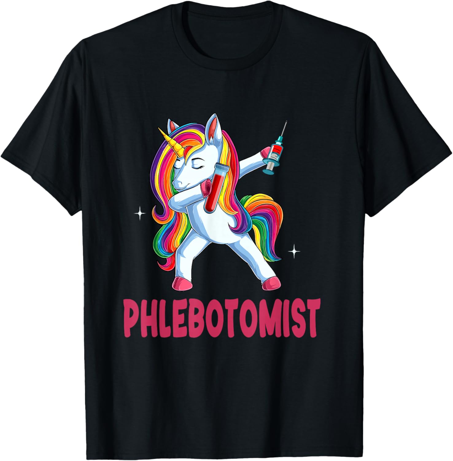 Phlebotomist Dabbing Unicorn Matching Family Proud Job Lover T-Shirt - T-Shirt | Black