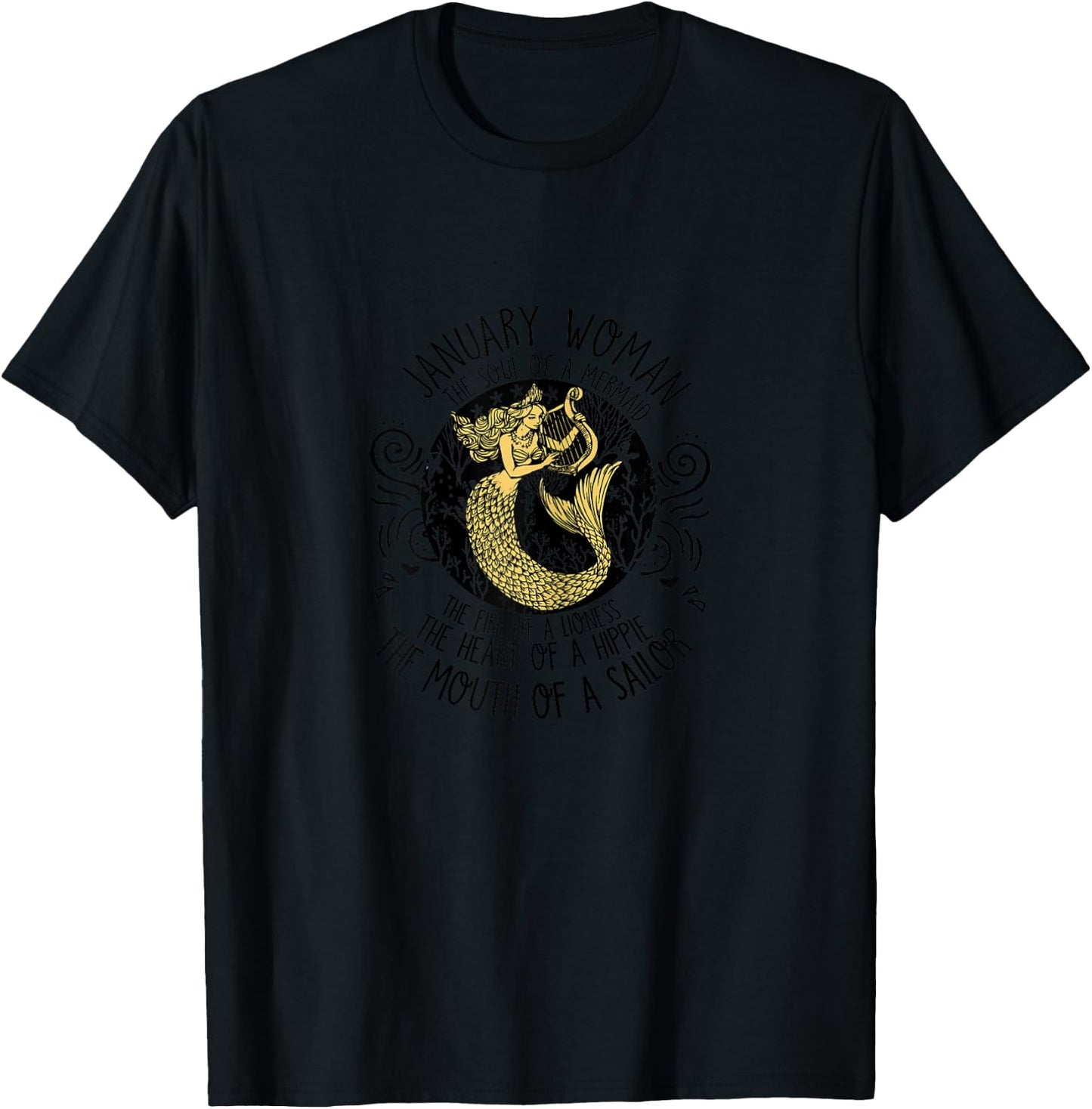 January girl The Soul Of A Mermaid January Birthday T-Shirt - T-Shirt | Black