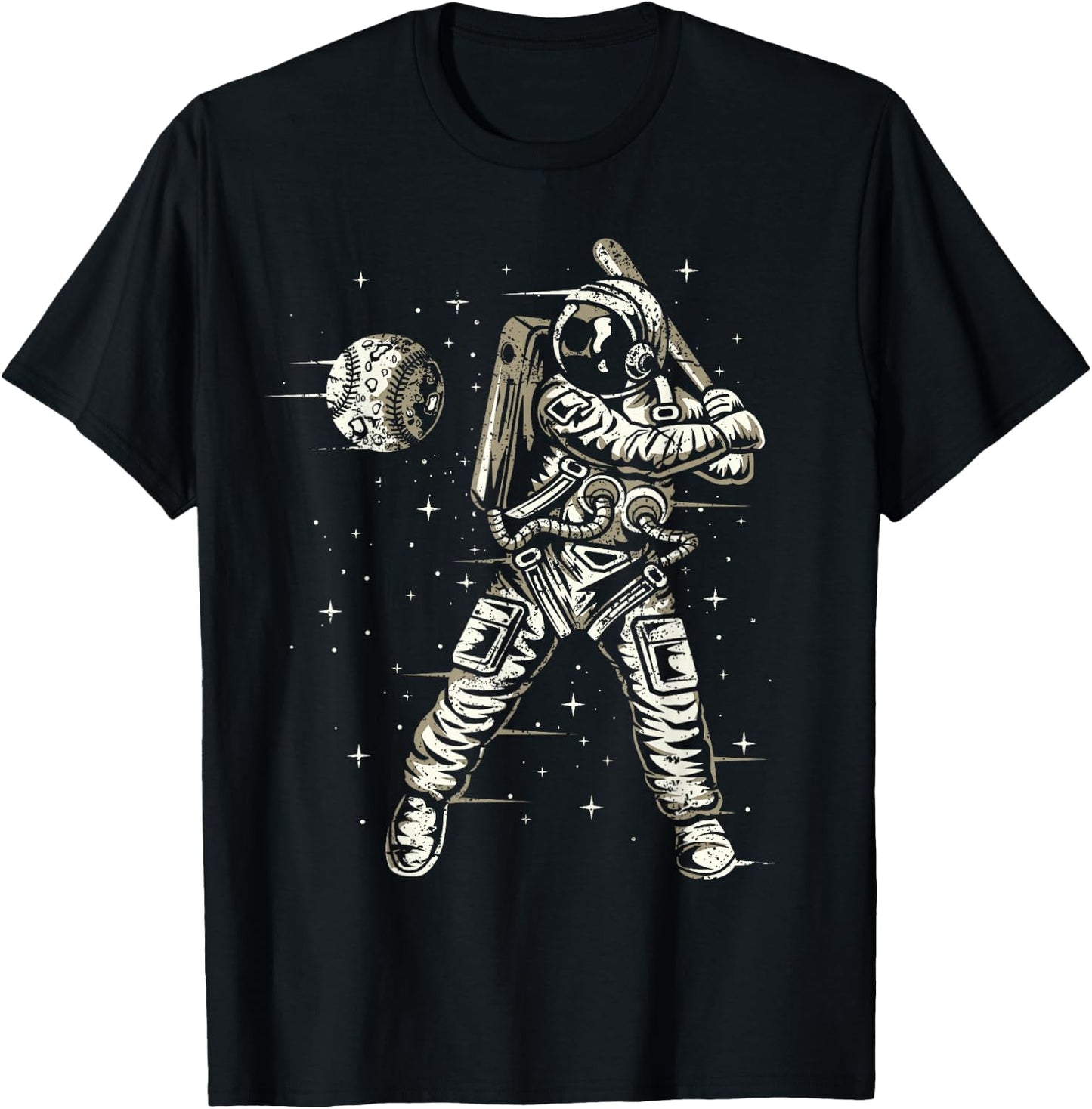 Funny Vintage Astronaut Boys Men Space Baseball T-Shirt - T-Shirt | Black