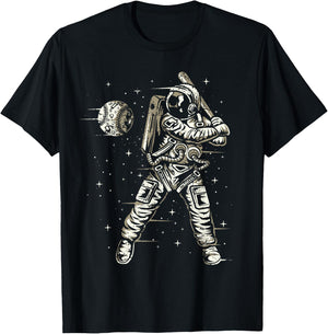 Funny Vintage Astronaut Boys Men Space Baseball T-Shirt - T-Shirt | Black