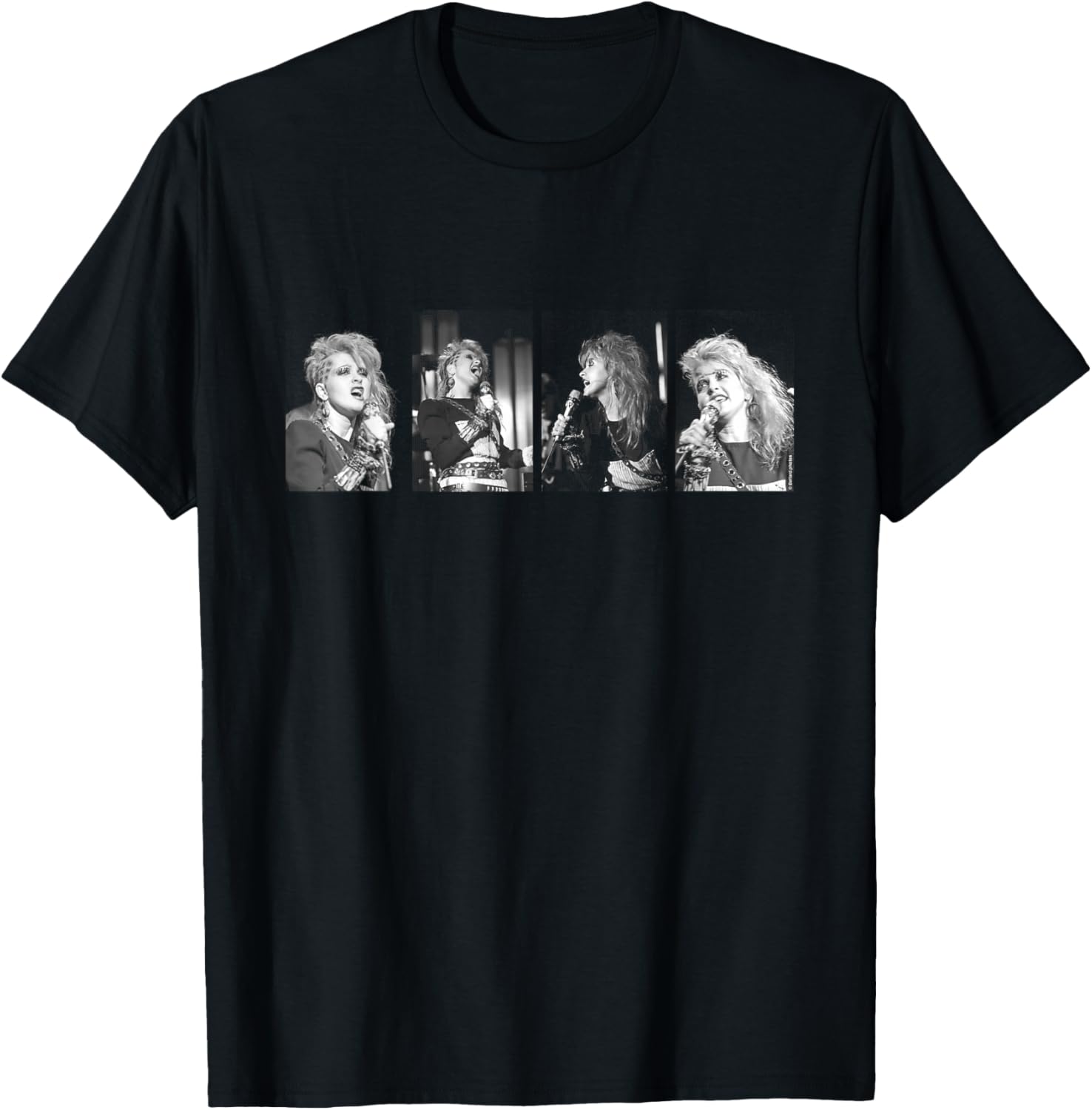 Cyndi Lauper Singing Live Four Tiles By Allan Ballard T-Shirt - T-Shirt | Black