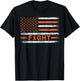 American Flag Orange Ribbon Fight Leukemia Awareness Women Men T-Shirt - T-Shirt | Black