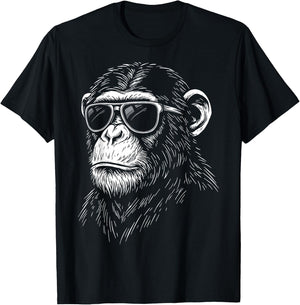 Chimpanzee Sunglasses Chimp Primate Wildlife T-Shirt - T-Shirt | Black