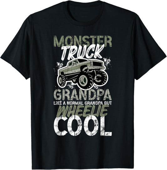 Monster Truck Grandpa Wheelie Cool Monster Truck Grandfather T-Shirt - T-Shirt | Black