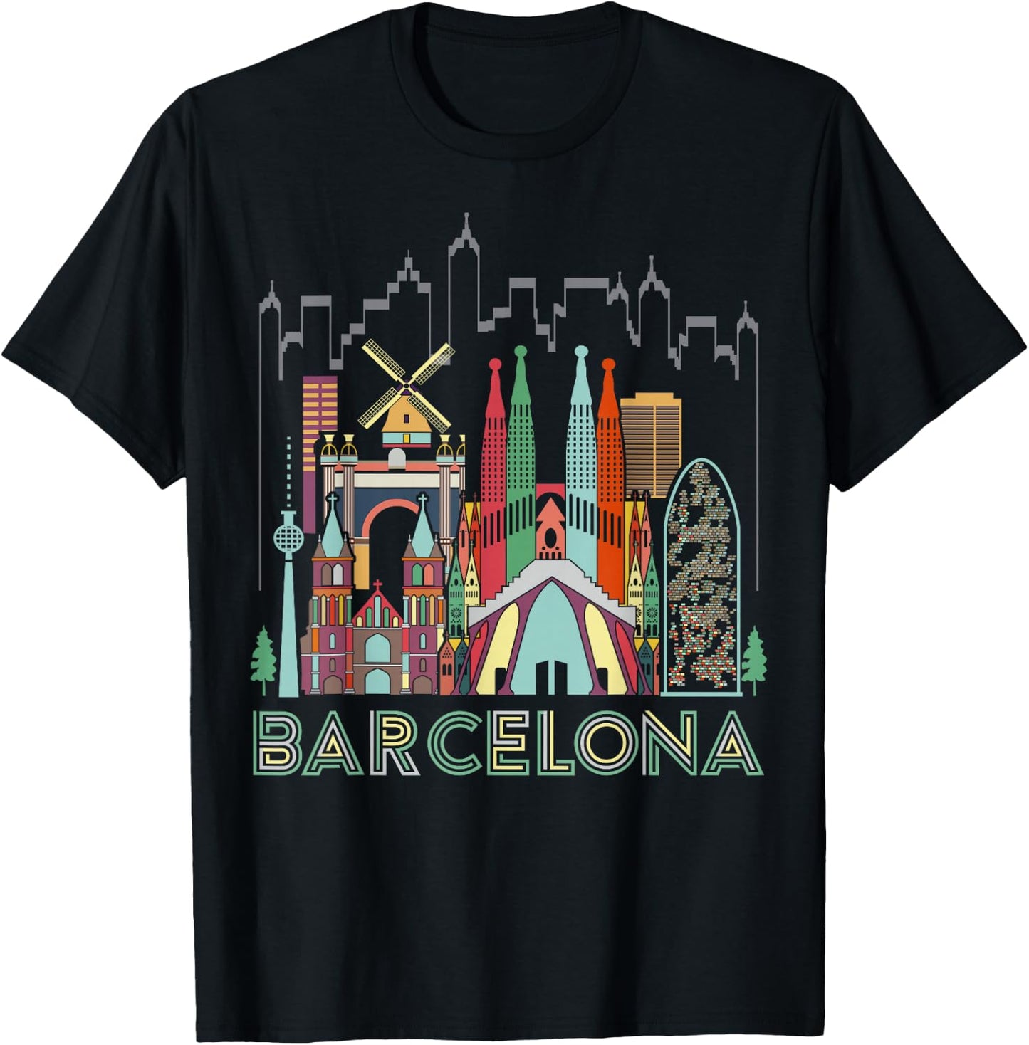 Fun Travel Spain Barcelona Vacation Gift Design Idea T-Shirt - T-Shirt | Black