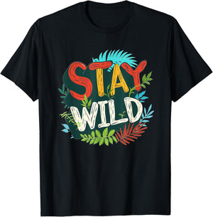 Multicolor Stay Wild Emblem T-Shirt - T-Shirt | Black