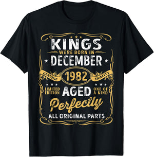 Kings Are Born In December 1982 Limited Edition Vintage Bday T-Shirt - T-Shirt | Black
