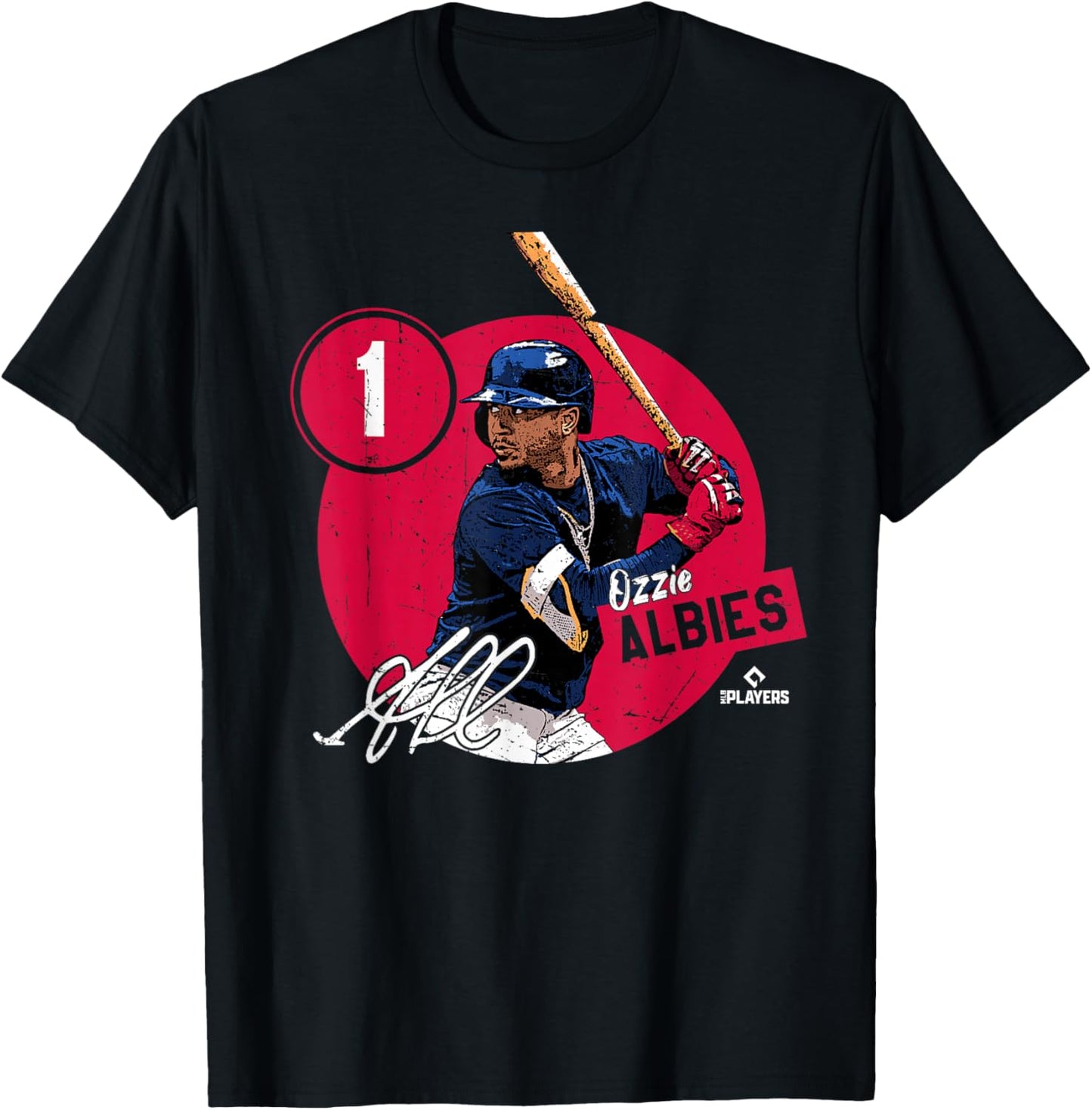 Ozzie Albies | Atlanta Baseball MLB Players | MLBALB4011 T-Shirt - T-Shirt | Black