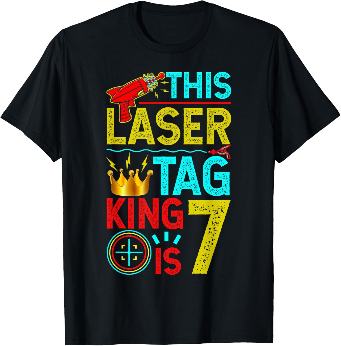 This Laser Tag King is 7 Years Shirts & Lasertag Gift T-Shirt - T-Shirt | Black