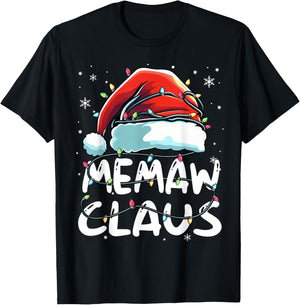 Memaw Claus Christmas Lights Matching Family Xmas Pajama T-Shirt - T-Shirt | Black