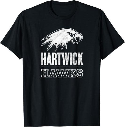 Hartwick College Hawks Distressed Primary Logo T-Shirt - T-Shirt | Black