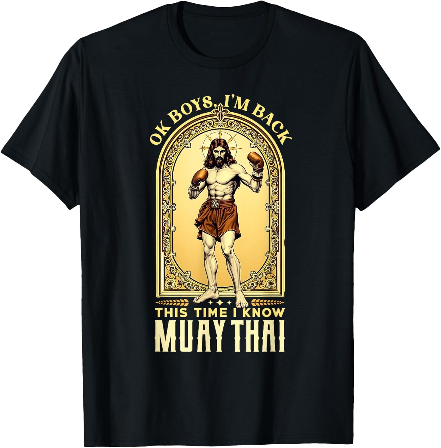 Jesus Knows Muay Thai Boxing Kickboxing MMA T-Shirt - T-Shirt | Black
