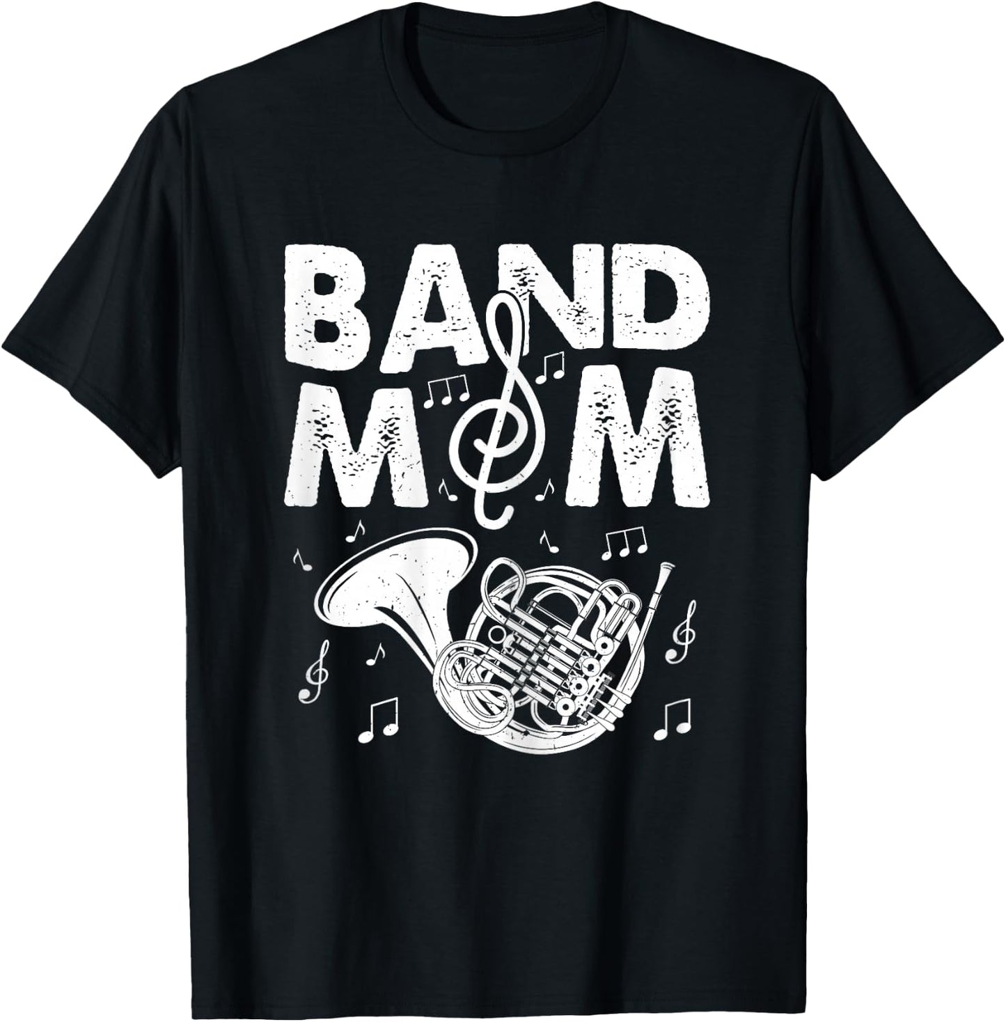 Band Mom Funny French Horn Marching Band Musician Mom Gifts T-Shirt - T-Shirt | Black