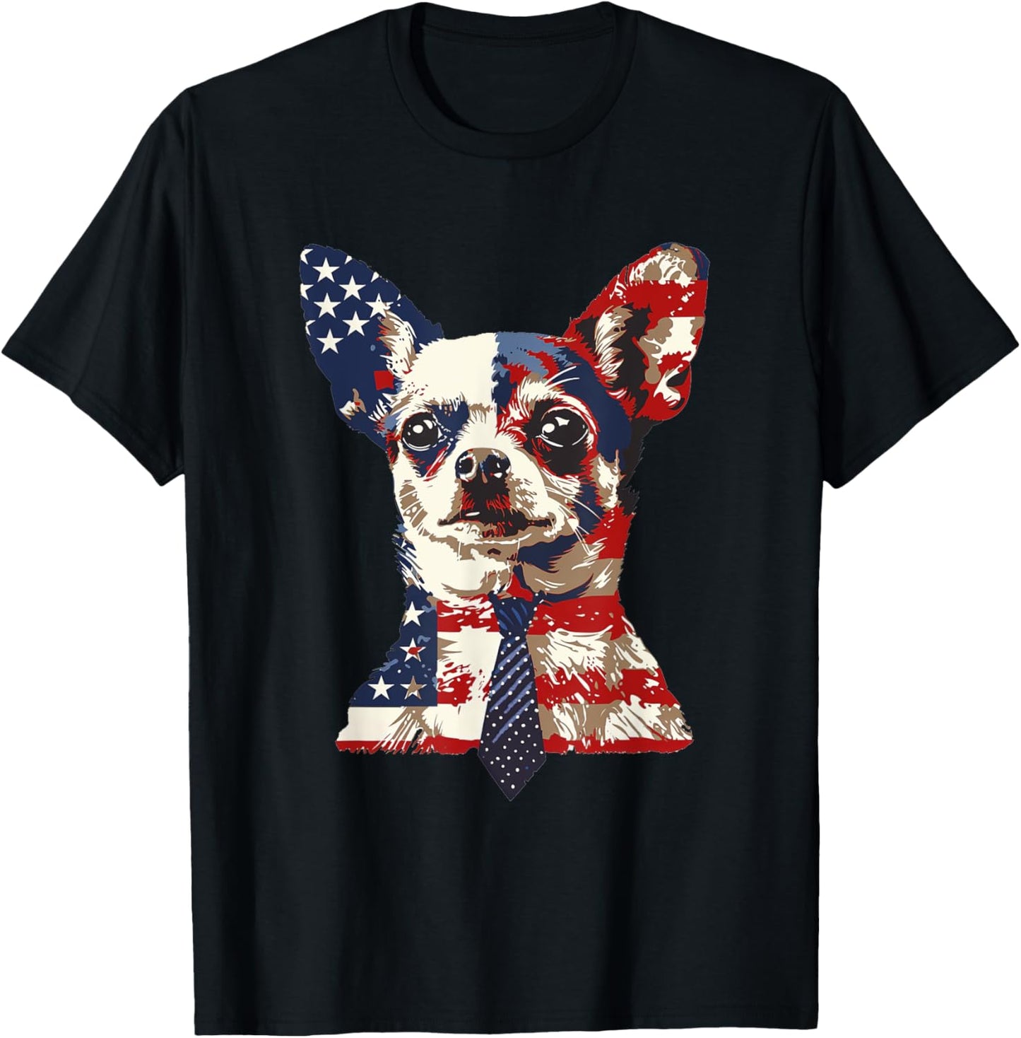 Chihuahua USA Patriotic American Flag 4th of July US T-Shirt - T-Shirt | Black
