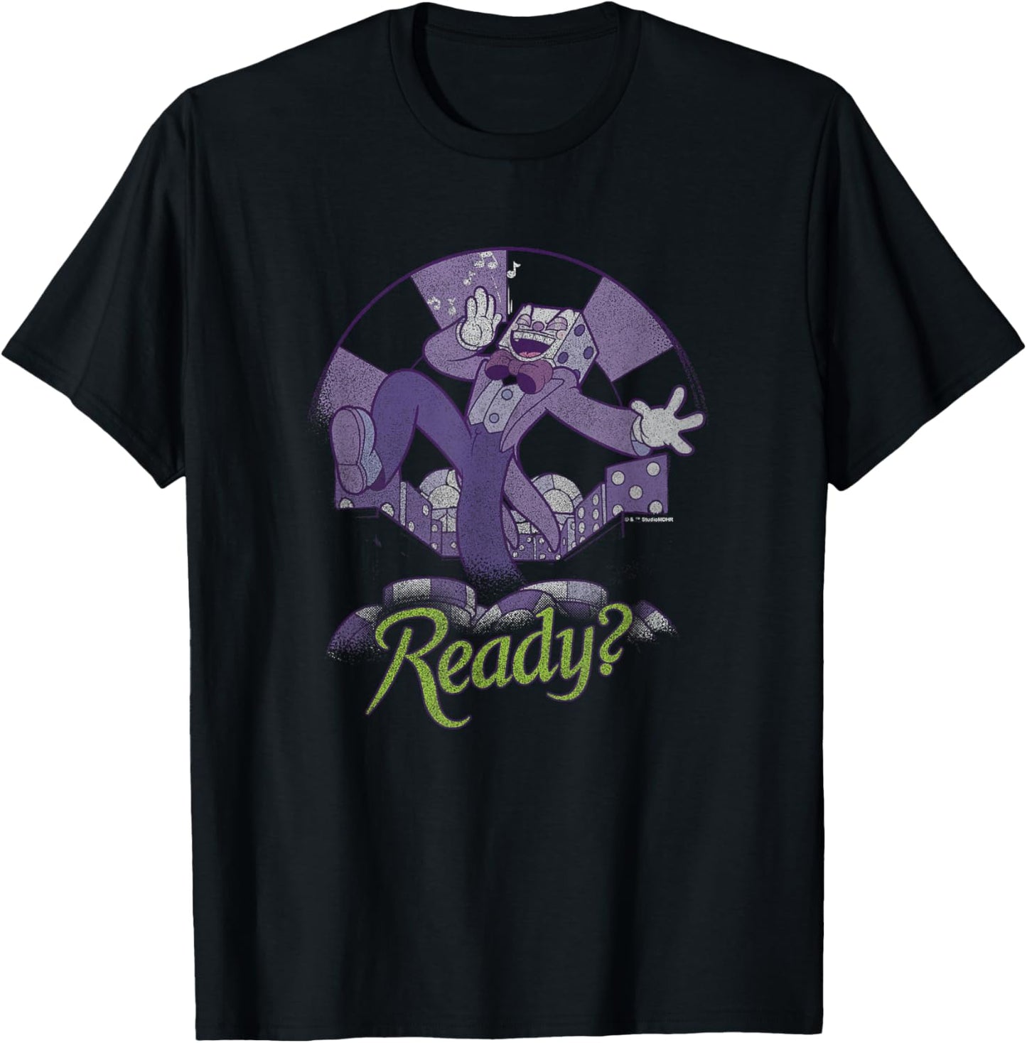 Cuphead King Dice Ready? Singing In His World Distressed T-Shirt - T-Shirt | Black