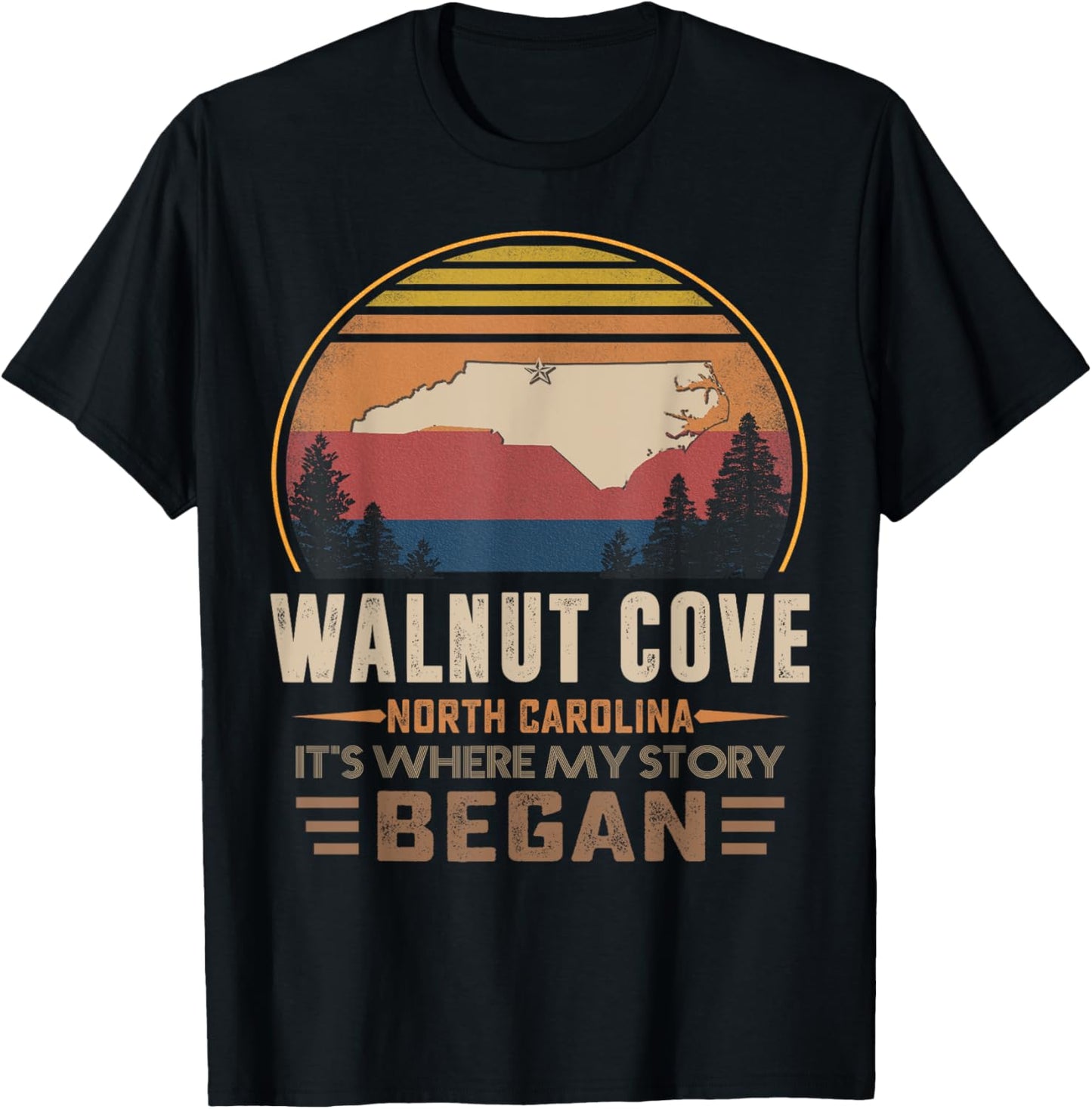 Vintage Walnut Cove North Carolina Hometown My Story Began T-Shirt - T-Shirt | Black